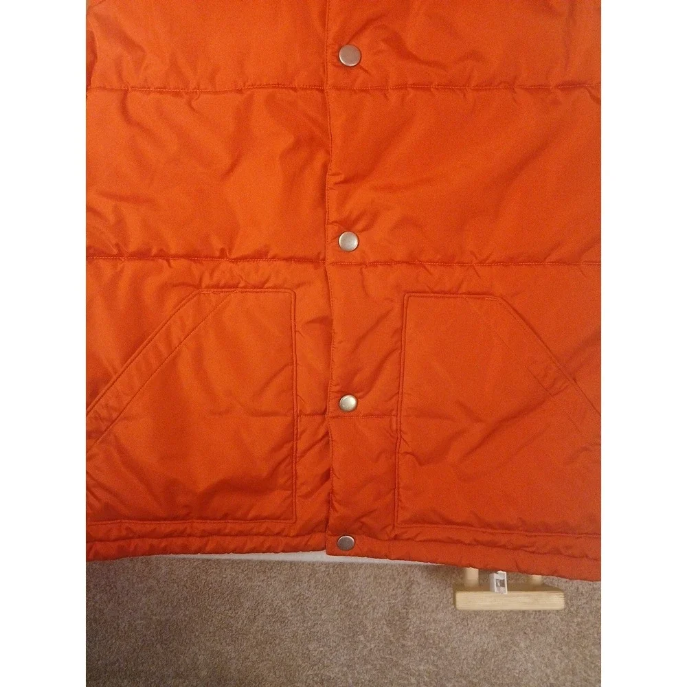 Lands' End Quilted Vest Mens L 42-44 Red Orange Full Snap Pockets Insulated